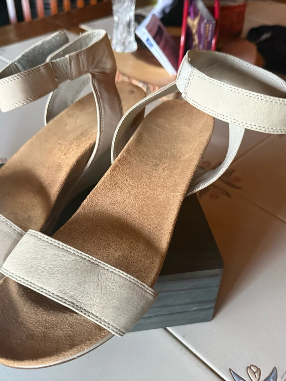 Lucky Brand Cream Wedge Sandals